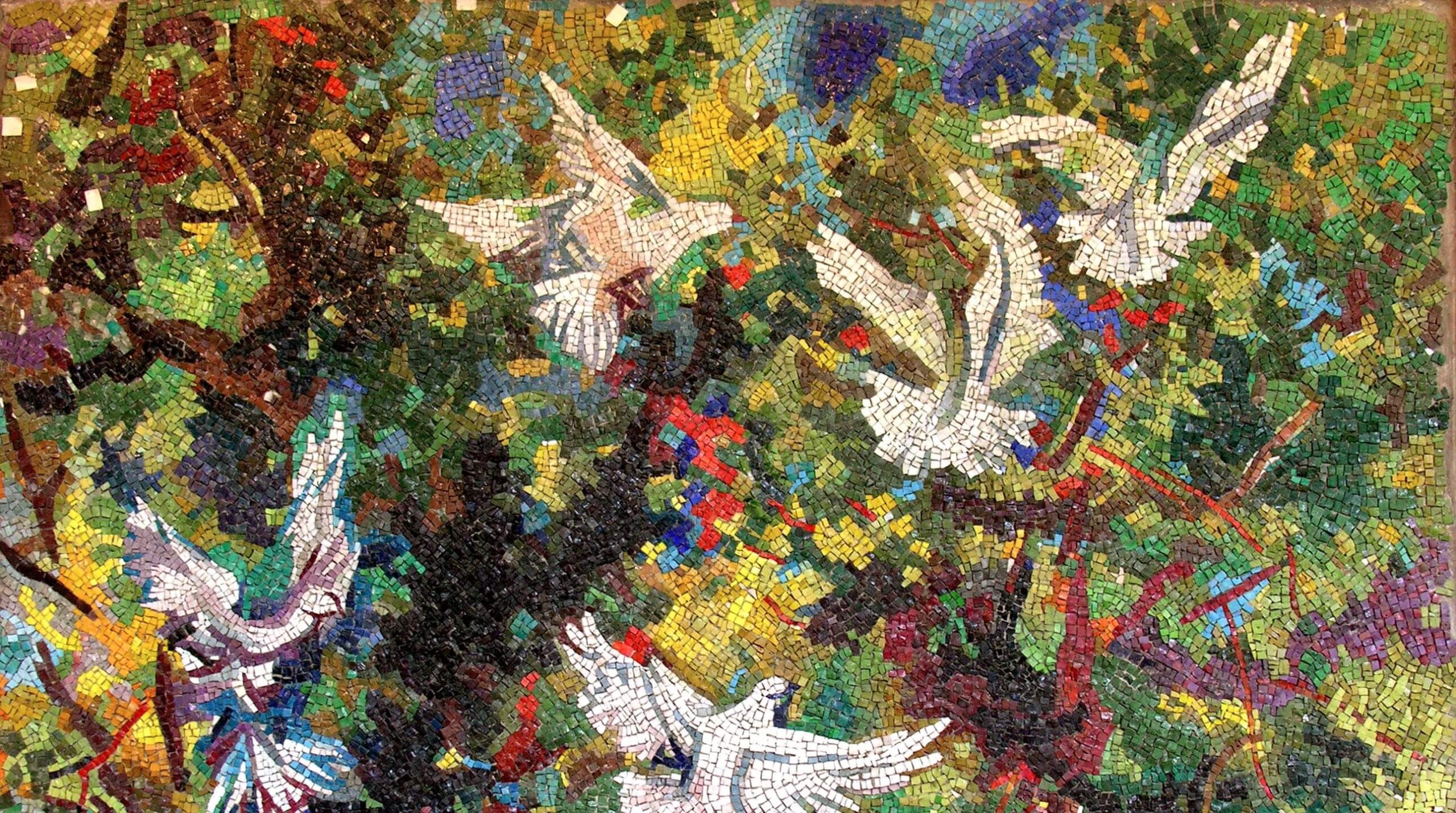 Dettaglio del mosaico tratto dal cartone di Renato Guttuso.
