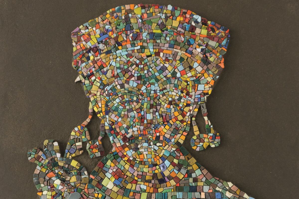 Foto di un mosaico che rappresenta il viso di Giustiniano